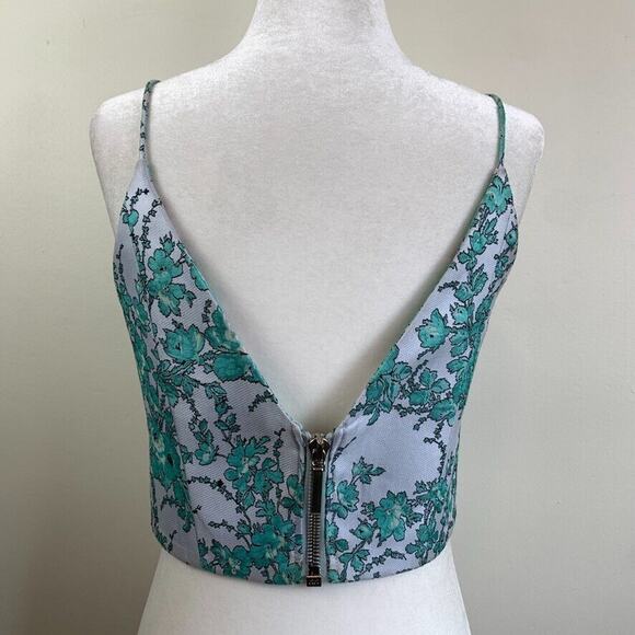 Zimmermann Tempo Brocade Plunge Bodice Floral Green 2 US 8 M L - Picture 3 of 12
